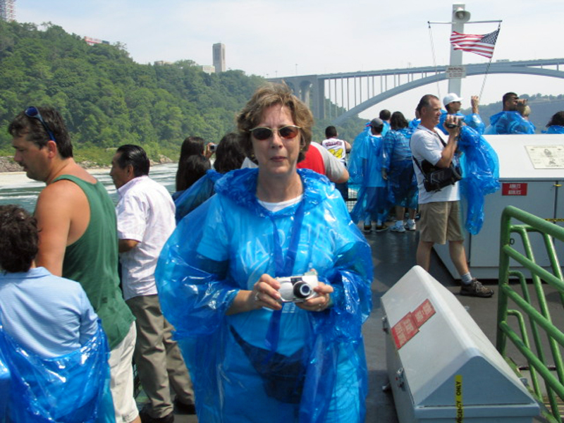We switched to blue ponchos, but I don't remember why.