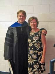 Tyler received his PhD in inorganic chemistry on August 8. Gloria was so proud of him; you can see it on her face.