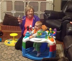Gloria playing with grandson A.