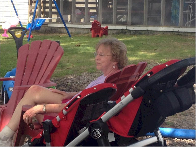 At the lake watching the grands play.