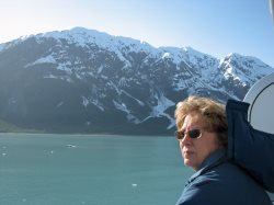 Gloria pondering the beauty of Alaska.