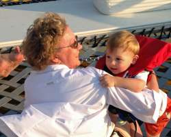 On the catamaran with grandson A.