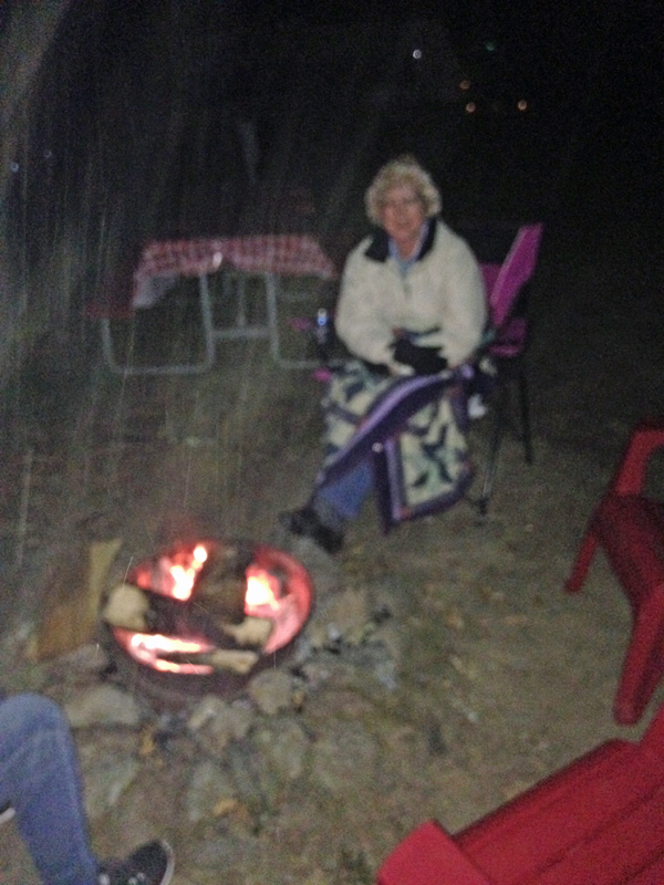 By the campfire at Dave's campsite on the Mad River.