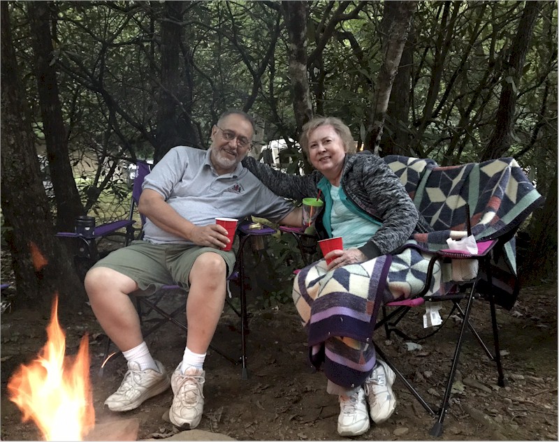 By the fire at Enota Mountain Retreat.