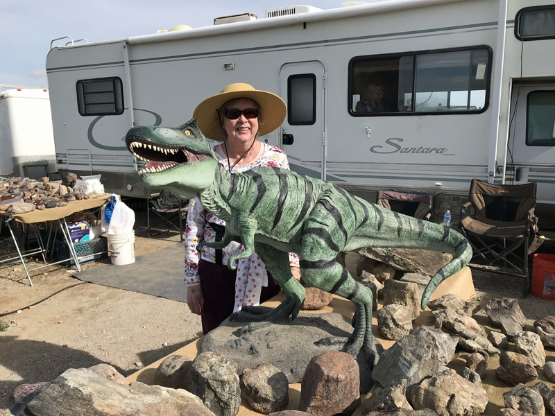 Gloria meets the beast at Desert Gardens.