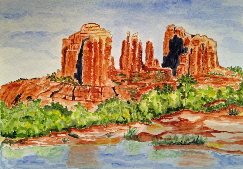 Gloria honed her skills in watercolors in Quartzsite.  This landscape is my favorite.